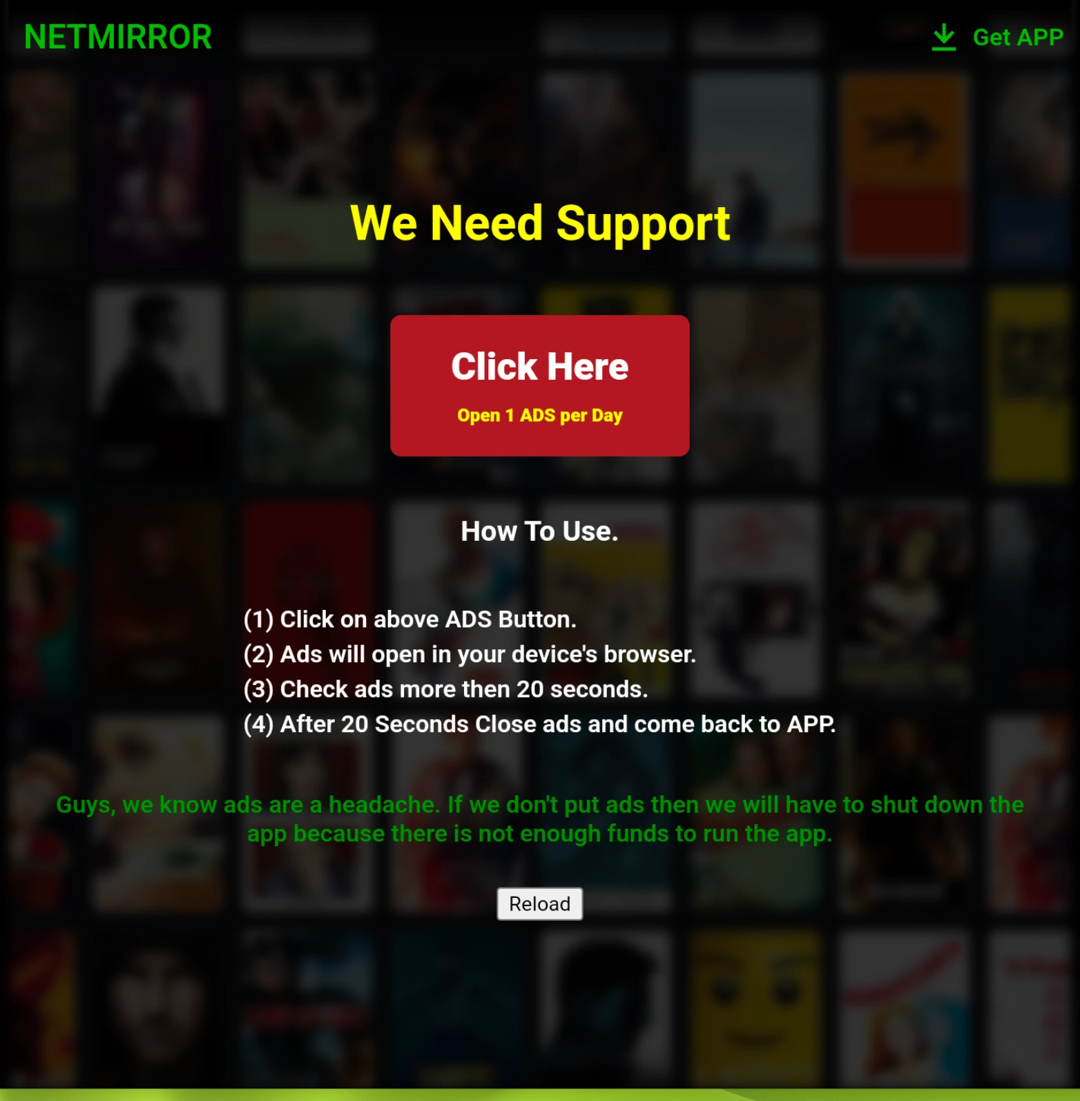 NetFree Ad Unlock Screen